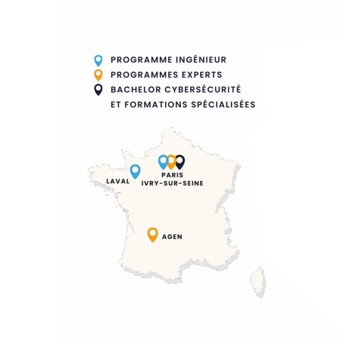 Carte des campus de l'ESIEA en 2026