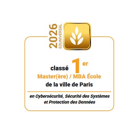 Le Mastère Spécialisé® Sécurité de l'Information et des Systèmes (MS-SIS) classé classé 1 er Master(ère) / MBA École de la ville de Paris en Cybersécurité, Sécurité des Systèmes et Protection des Données