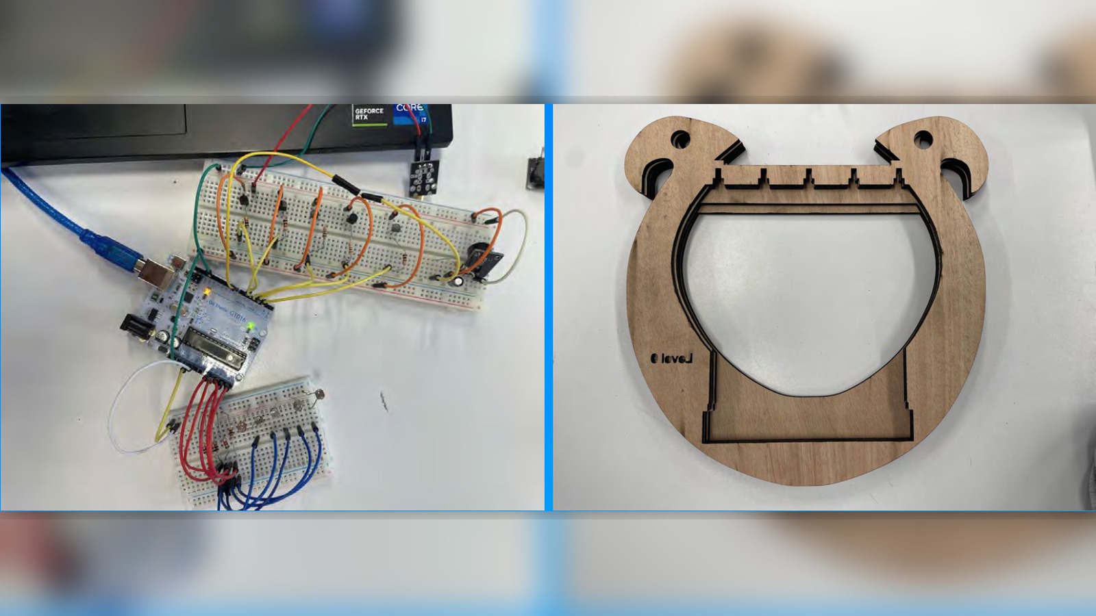 Harpe laser interactive transformant des faisceaux lumineux en sons