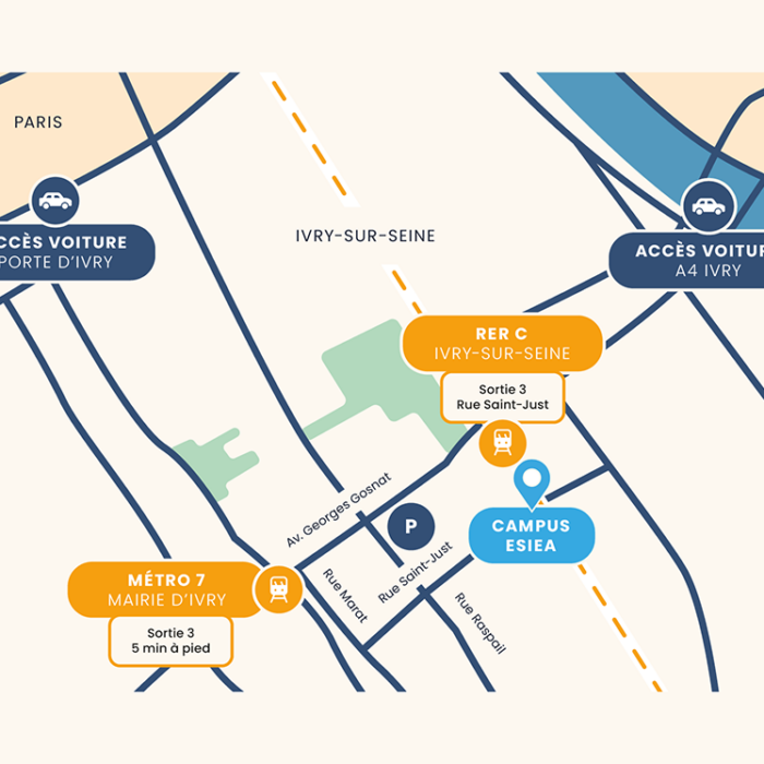 Plan d'accès à l'ESIEA Ivry-sur-Seine