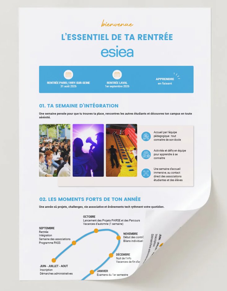 Aperçu du guide des admis ESIEA – L'essentiel de la rentrée