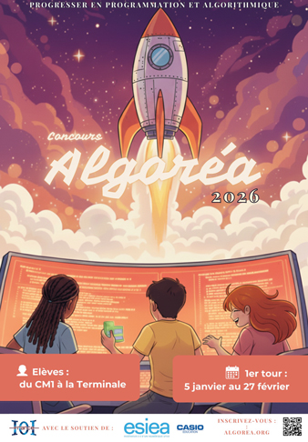 Affiche du concours Algoréa 2026, soutenu par l'ESIEA.