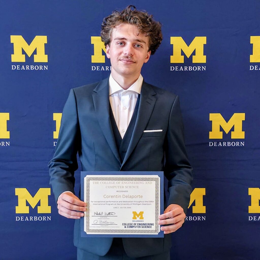 Corentin Delaporte lors de son expérience à University of Michigan-Dearborn.