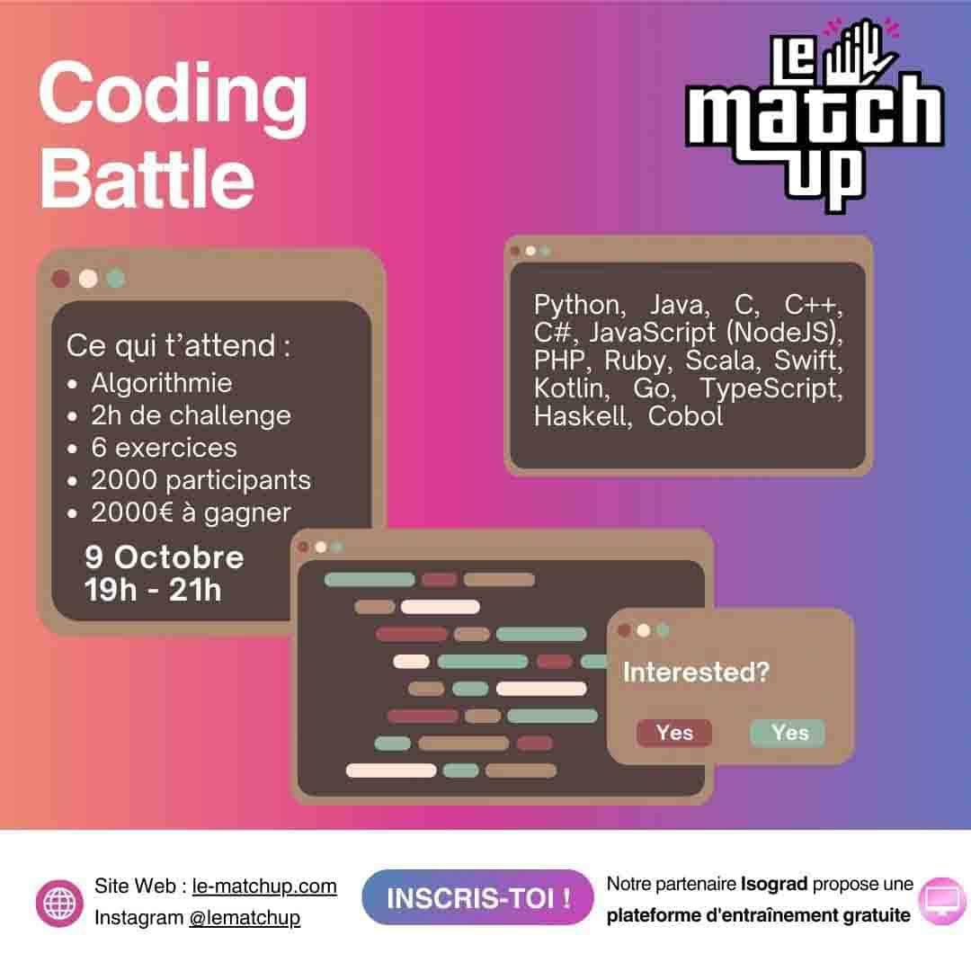 Coding battle le 9 octobre 2024